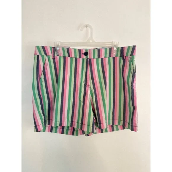 Crown & Ivy Women’s Caroline Striped Shorts Size 16 Multicolor Cotton/Spandex - Picture 1 of 4